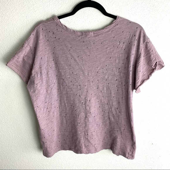 Gilded Intent dusty purple raw edge ripped boxy tee L - Picture 3 of 5